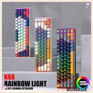 BORAG Gaming Keyboard, Thai Keys 68 Keys RAIKU K68 Keyboard,  Backlight Rainbow Color USB Connection