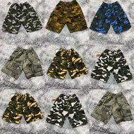 Adult camouflage shorts, four-pocket elastic pants, camouflage drawstring shorts
