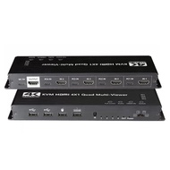 KVM HDMI Quad Multi-viewer Switch 4x1 1080P HDMI KVM Multiviewer Seamless Processor Screen with KVM Switcher USB Keyboard Mouse