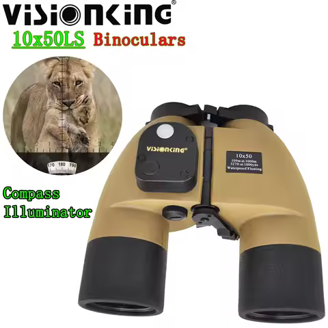 Visionking Ipx7 Waterproof 10x50 Binocular Compass Illuminator Boating Fishing Birdwatching Navigati