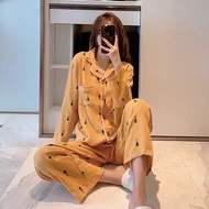 Womens Carrot Print Pajama Set Womens Lapel Button Homewear Set Ladies Long Sleeve Casual Pajama Set