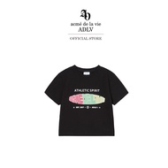 ADLV [acme de la vie] เสื้อครอป รุ่น Circle Frame Logo Crop Short Sleeve T-Shirt Black (50071SFLSSF_