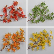 Red Maple Leaf Simulation Maple Leaf Branch Decoration Fake Leaf Plastic Red Leaf Ginkgo Leaf Garden