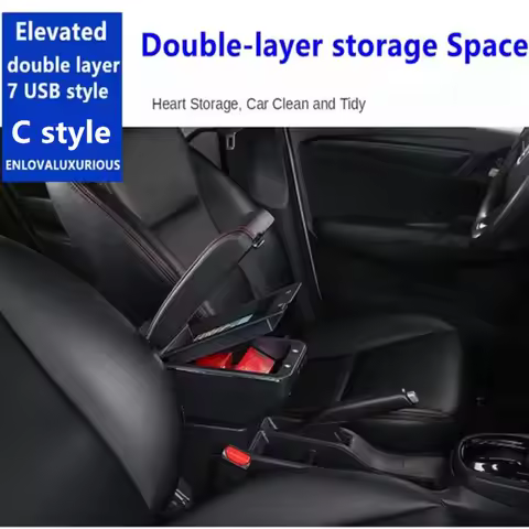 For Mitsubishi Colt Armrest box central Store content box with cup holder ashtray with USB interface