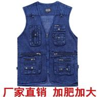 COO 2022 Cotton Pocket Men 'S Vest Fashion V - Neck Pure Color Denim Vest