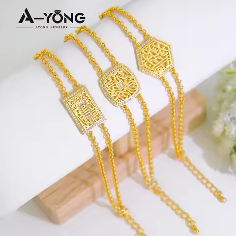 Dubai Fashion Gold Plated Bracelet 21k Gold Color Italian Muslim Zircon Charm Bangles Saudi Women We