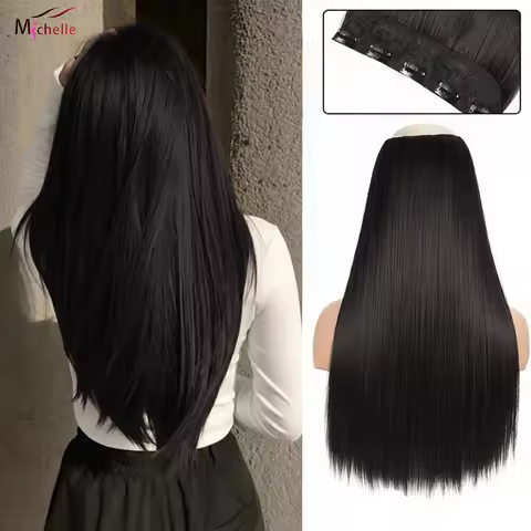 5 Clip One Piece Clip In Hair Extensions Straight 100% Real Human Hair Clip In Extensions 3/4 Full H