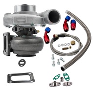T76 Turbine Universal Turbocharger T4 .96 A/r Trim 600+Hp 76mm Compressor+Oil Return/Feed LineSuperc