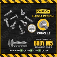 STAINLESS L-KEY SCREW M5 WORM BODY BOLT || Equivalent to 8 Key Bolts | Length 1.5 | 2 | 2.5 CM