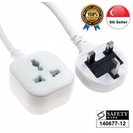 3 Pin Plug Power Socket Extension White Cord 1.5/3/5 Meter Safety Mark Plug