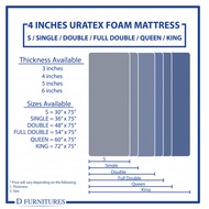 ♞,♘Original URATEX 4 Inch Thick Foam Mattress W Cotton Cover - 30x75- 36x75- 48x75- 54x75- 60x75-72