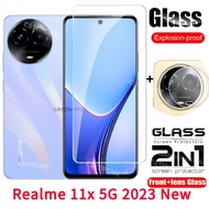 Realme 11X5G 2023กระจกนิรภัยป้องกันเต็มพื้นที่ฟิล์มด้านหลังเลนส์แก้วฟิล์มกันรอยด้านหน้าสำหรับ Realme 11X Realme11x X11Realme Realme11x5G Realmi 11X4G 5G ป้องกันหน้าจอเลนส์หลังกล้อง2023