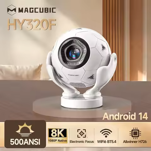 Magcubic HY320F Android 14 8K 500ANSI Projector Wifi6 BT5.4 Voice Control Projector Creative Footbal