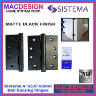 SISTEMA MATTE BLACK BALL BEARING HINGES 3.5 X 4 STAINLESS STEEL MATERIAL MACDESIGN HOME (OFFICIAL SE