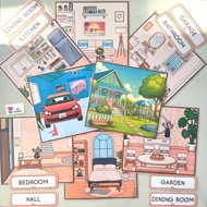 Rooms in house Educational Materials Set (Rooms of the house) - 8 picture cards + 8 word cards
