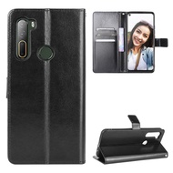 Luxury Crazy Horse PU Leather Casing for HTC U20 5G Flip Cover Lanyard Card Holder Wallet Case