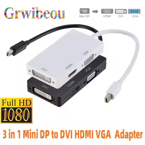 3 in 1 Mini Displayport DP Male to DVI HDMI VGA Audio Female Adapter Display Port Cable Converter Fo
