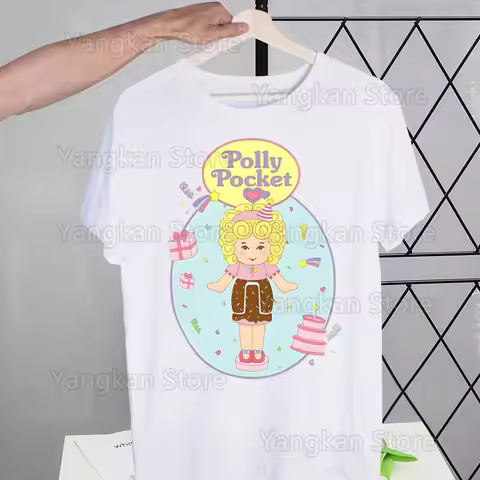 Polly Pocket Harajuku Men's Tshirt Printed Unisex Short Sleeve T Shirt Casual T-shirt Male Streetwea
