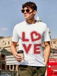 iCONiC RED PUFFY LOVE OVERSIZE T-SHIRT #7303 เสื้อยืด พิมพ์ลาย LOVE สีแดง โอเว่อร์ไซส์ เสื้อยืด เสื้