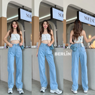 Berlin กางเกงยีนส์ เอวสูง สไตล์เกาหลี แนววินเทจ baggy high jeans กางเกง ยีนส์ สาว อวบ