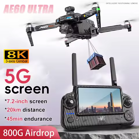 AE60 GPS Drone 8K Professional Dual Camera 3-Axis Gimbal Brushless Obstacle Avoidance Large Screen 5