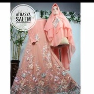 Gamis syari Ceruti Mix Brukat Dada Jersey Ld 120-130 Pb140