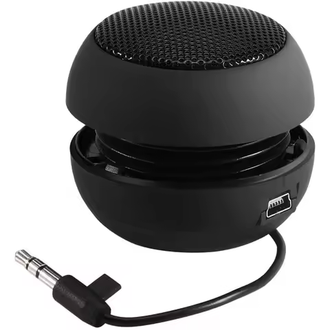 Mini Portable Travel Loud Speaker with 3.5mm Audio Cable Low Voltage Built-in Battery Retractable Sp