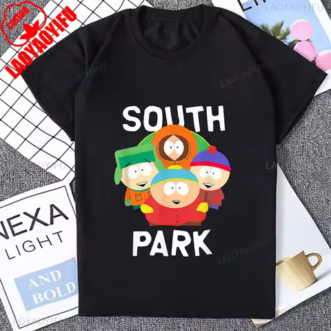 South Park Graphic Printed Man Tshirt Cotton Short Sleeve Streetwear Casual Fashion Loose Women T-sh