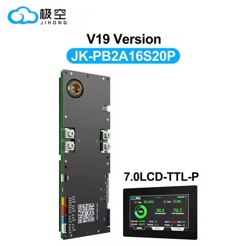 JIKONG BMS V19 200A PB2A16S20P 7.0LCD LiFePo4 Li-Ion LTO Battery 24V 48V 72V Inverter BMS 8S 10S 12S