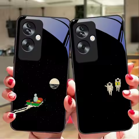 Space Astronaut For Oppo A79 5G 58 78 74 60 4G Reno 11F Realme GT 6 11 Note 50 10 C55 X2 Tempered Gl