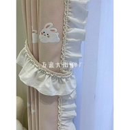 Friendship Street Pink Bunny Embroidery Korean Style ins Style Curtain Villa Children's Room Girl Ro
