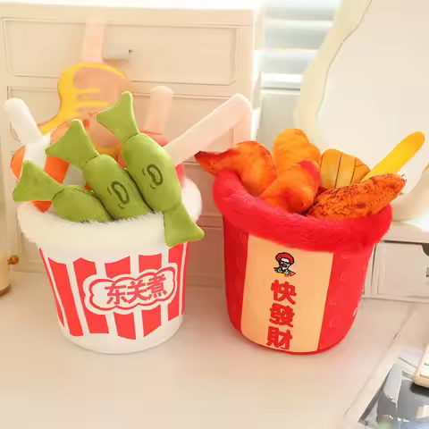 Creative Fried Chicken Plush Toys Simulation French Fries Real Life Japanese Food Oden Pillow Stuffe