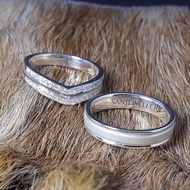 Couple Engagement Rings – Palladium, Platinum, 950 Silver, White Gold | Custom Wedding SAN950 C127