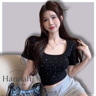 Sweet Hot Diamond Thick Cup U-Neck T [040] Spring Summer Korean Style INS Casual Versatile Design Sh