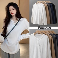 【From Perak】ProMan blouse women lengan panjang baju t shirt Plain Casual long sleeve korean style ou