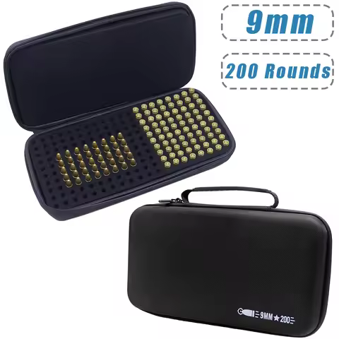 200 Rounds 9mm Ammo Storage Case Lockable Travel Safe Storage Box for 9MM Luger, 380 ACP, 32 ACP, 30