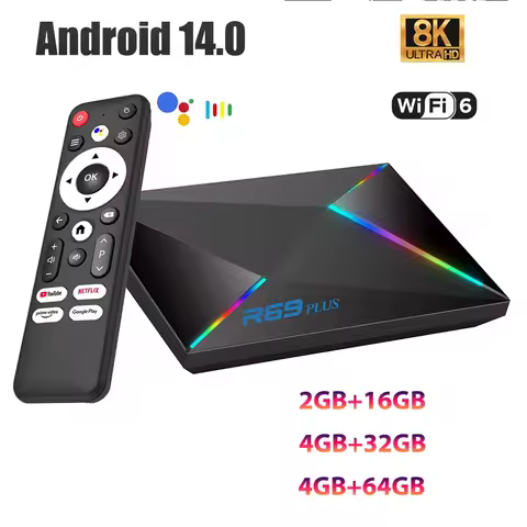 Android Box R69 Plus Android 14 Set Top Box Allwinner H728 TV Box 8K WiFi6 HD Bluetooth Ethernet 100