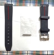 20mm錶帶 黑色中間紅色線膠錶帶 合用：Rolex，  Rubber B 代用膠帶