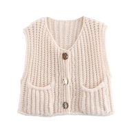 Womens Vest Outerwears Sleeveless Brown Sweater Knit Vest Women Preppy Cropped Sweaters Autumn Winte