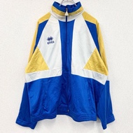 Used errea long-sleeved track jacket, full-zip jersey with one-point logo, blue, size L