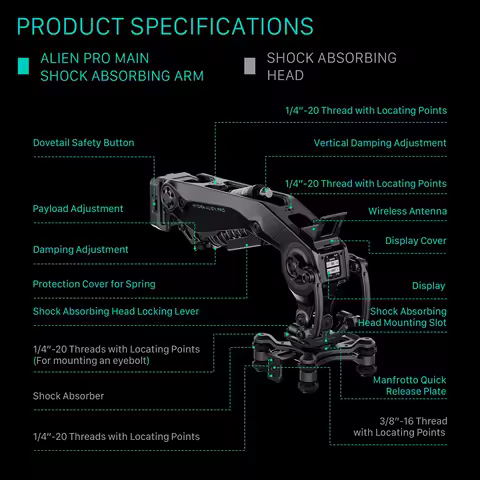TILTA HDA-T18-A-V Hydra Alien Pro Car Mounting System Wirelessly Controllable Shock Absorbing Head S