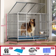 Dogelsy Dog Cage Stainless Steel Large Size  151x95x125CM with Mute Wheels Sangkar Anjing for Large Dog不锈钢狗笼