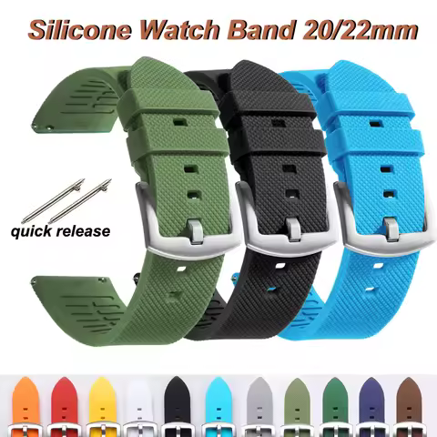 Classic Tropical FKM Rubber Watch Strap for Seiko 20mm 22mm Watchband for Oris Wristbelt for Fossil 