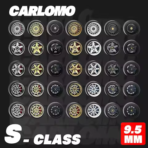 Carlomo 1/64 Hot Wheels S-Class Wheels With Rubber Tires Brake Disc Assembly Rims Modified Parts for