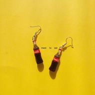 【I want to eat】Original funny Coca-Cola beverage bottle earrings creative glass simulation ear clip