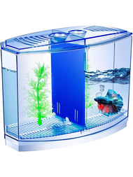 迷你塑料魚缸,帶分隔盒,適合蝦、蟹、海藻球等水族愛好者