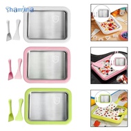 Shamjina Ice Cream Maker Pan, Freezer Yogurt Maker DIY Portable Ice Cream Cold Plate with 2 Spatulas