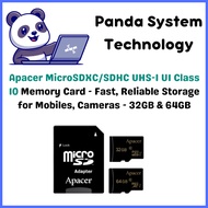 Apacer MicroSDXC/SDHC UHS-I U1 Class 10 Memory Card - Fast, Reliable Storage for Mobiles, Cameras - 32GB &amp; 64GB