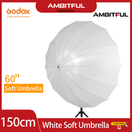 Godox ร่มโปร่งแสงไฟสตูดิโอร่มซอฟท์แสงโปร่งแสงสีขาวขนาด60นิ้ว150ซม. พร้อมฝาครอบตัวกระจายแสงขนาดใหญ่