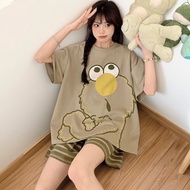 Summer Women's Pajamas Thin Short Sleeve Plus Size Cute Cartoon Two-Piece Set Homewear for Girls2025